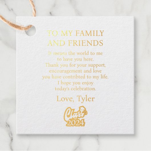 Naar mijn familie en vrienden Afstuderen klas van Bedankjes Labels (Voorkant)