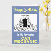 Naar mijn favoriete automonteur - Happy Birthday Kaart (Gele Bloem)