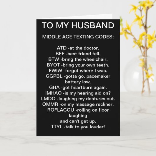 NAAR MIJN *HUSBAND* MIDDLE-AGINA'S DIE BIRTHDAY-KA KAART (Gele Bloem)