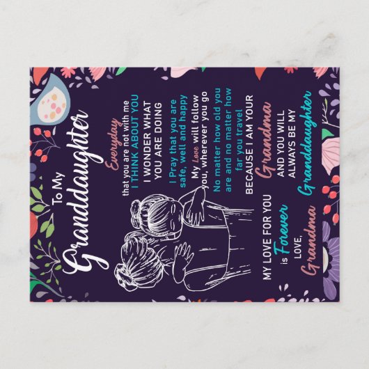 Naar mijn kleindochter Gift van oma, Bloemster Lov Aankondigingskaart (Voorkant)