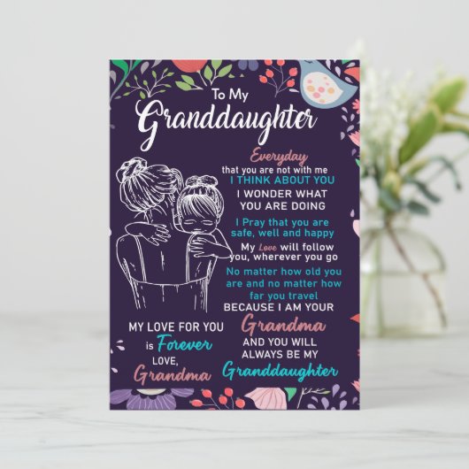 Naar mijn kleindochter Gift van oma, Bloemster Lov Feestdagenkaart (Staand voorkant)