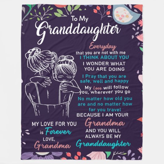 Naar mijn kleindochter Gift van oma, Bloemster Lov Fleece Deken (Voorkant)