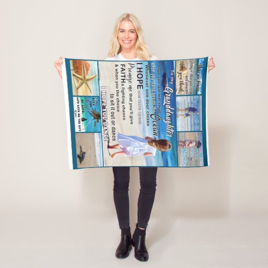 Naar mijn kleindochter strand en Zee mijn zon Fleece Deken (In situ)