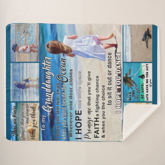 Naar mijn kleindochter strand en Zee mijn zon Sherpa Deken (Voorkant (horizontaal))