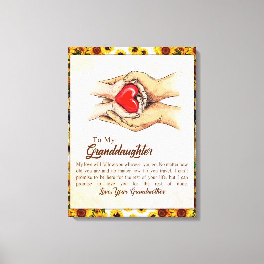 Naar mijn kleindochter Sunflower Gift van oma Canvas Afdruk (Voorkant)