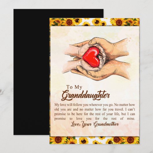 Naar mijn kleindochter Sunflower Gift van oma Feestdagenkaart (Voorkant / Achterkant)