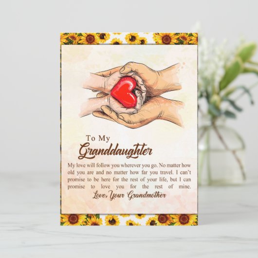 Naar mijn kleindochter Sunflower Gift van oma Feestdagenkaart (Staand voorkant)