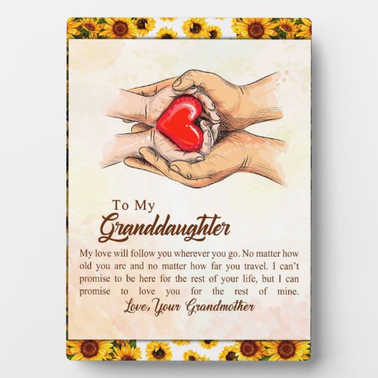 Naar mijn kleindochter Sunflower Gift van oma Fotoplaat (voorkant)