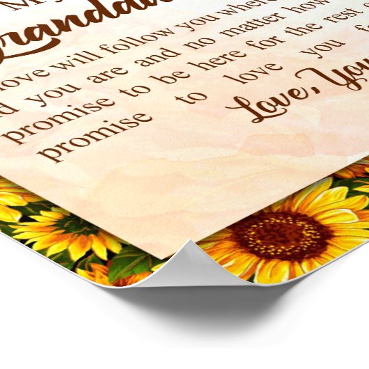 Naar mijn kleindochter Sunflower Gift van oma Poster (Hoek)