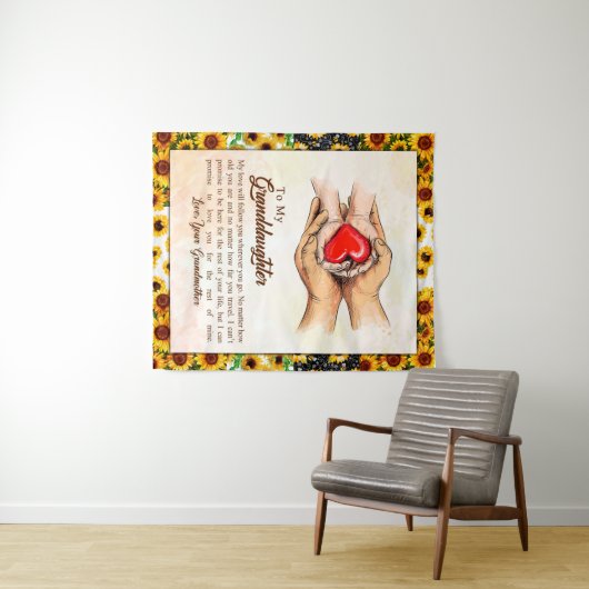 Naar mijn kleindochter Sunflower Gift van oma Wandkleed (In Situ (horizontaal))