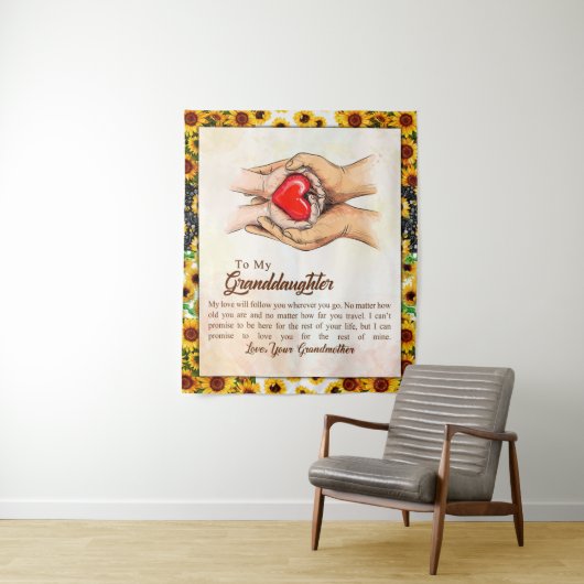 Naar mijn kleindochter Sunflower Gift van oma Wandkleed (In situ)