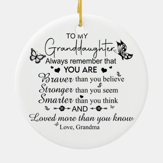 Naar mijn kleindochterversiering keramisch ornament (Achterkant)