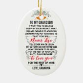 Naar mijn kleinzoon van oma met aangepaste naam keramisch ornament (Achterkant)