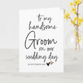Naar mijn knappe bruidegom van bruid op trouwdag kaart (Gele Bloem)