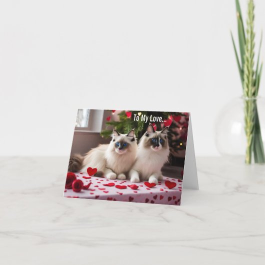 Naar mijn liefde - kat Valentijn of kerst Kaart (Voorkant)