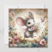 Naar mijn liefde Whimsical Mouse Romantische Valen Feestdagenkaart (Voorkant)