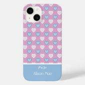 Naar mijn liefdesnaam Blauw en Roze Hearts Patroon Case-Mate iPhone Case (Achterkant)