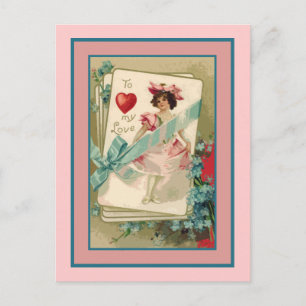 Naar mijn liefdesoude Victoriaans Valentijn met fa Feestdagenkaart
