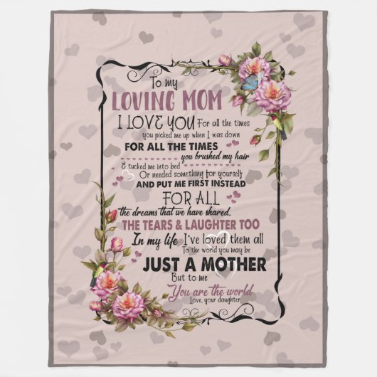 naar mijn liefhebbende mam deken van dochter (Voorkant)