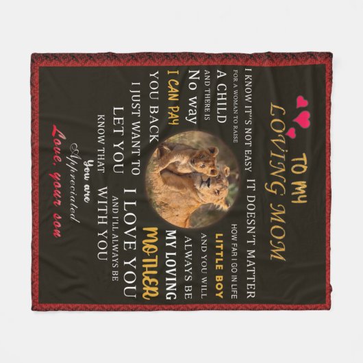 Naar mijn liefhebbende moeder van zoon fleece deken (Voorkant (Horizontaal))