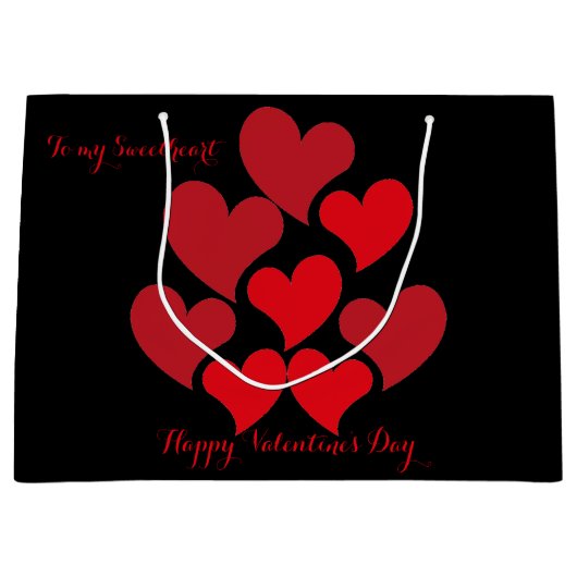 Naar mijn liefje Red Heart Pattern Valentijnsdag Groot Cadeauzakje (Voorkant)