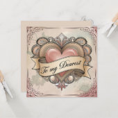 Naar mijn liefste:  Heart Design Kaart (Voorkant / Achterkant in situ)