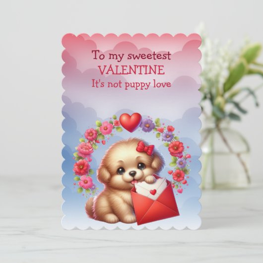 Naar mijn lieve Valentijn puppy liefde Feestdagenkaart (Staand voorkant)