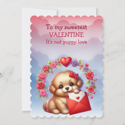 Naar mijn lieve Valentijn puppy liefde Feestdagenkaart (Voorkant)