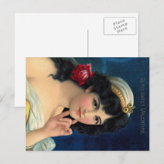 "Naar mijn lieve Valentijn"  romantische efemera Feestdagenkaart (Voorkant / Achterkant)