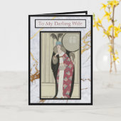 Naar mijn lieve vrouw 1920's Mode Moederdag Kaart (Gele Bloem)