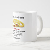 Naar mijn man voor hem trouwend koppel monogram grote koffiekop (Voorkant rechts)