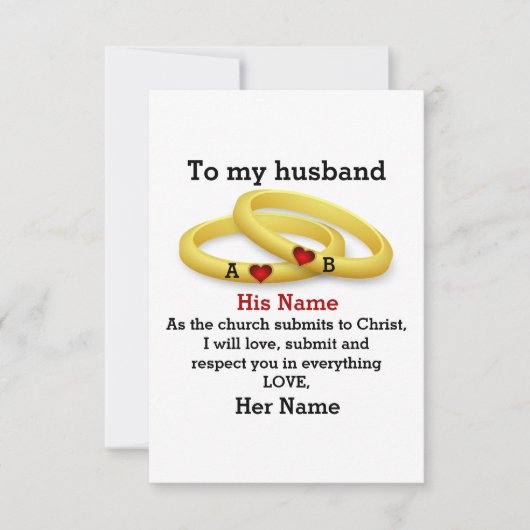 Naar mijn man voor hem trouwend koppel monogram kaart (Voorkant)