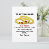 Naar mijn man voor hem trouwend koppel monogram kaart (Staand voorkant)