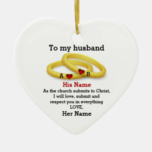 Naar mijn man voor hem trouwend koppel monogram keramisch ornament