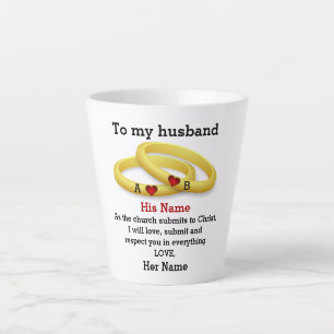 Naar mijn man voor hem trouwend koppel monogram latte mok