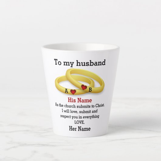 Naar mijn man voor hem trouwend koppel monogram latte mok (Voorkant)
