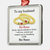 Naar mijn man voor hem trouwend koppel monogram metalen ornament (Links)