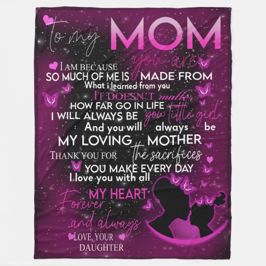 naar mijn moeder deken van dochter, deken voor moe (Voorkant)
