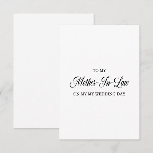 Naar mijn moeder in de wet op mijn huwelijksdag bedankkaart (Voorkant / Achterkant)