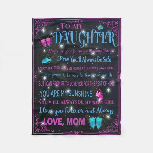 Naar mijn mooie dochter, geschenk van mam Fleece B Deken (Voorkant)