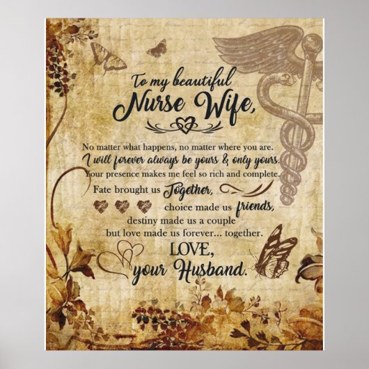 Naar mijn mooie verpleegster vrouw van man deken poster (Voorkant)