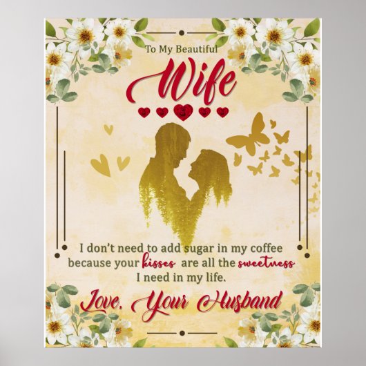 Naar mijn mooie vrouw van man geschenken poster (Voorkant)