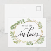 NAAR MIJN NIEUWE SCHOONFAMILIE briefkaart groen bl (Voorkant / Achterkant)