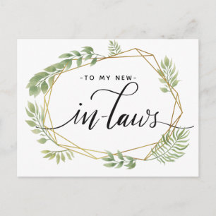 NAAR MIJN NIEUWE SCHOONFAMILIE briefkaart groen bl