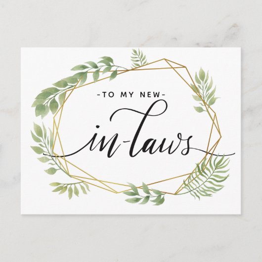 NAAR MIJN NIEUWE SCHOONFAMILIE briefkaart groen bl (Voorkant)