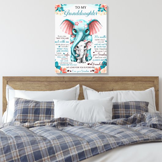 Naar mijn olifant-dochter-Gift, dochter-dag Canvas Afdruk (Insitu (Slaapkamer))