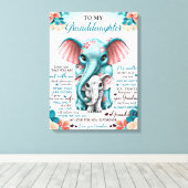 Naar mijn olifant-dochter-Gift, dochter-dag Canvas Afdruk (Insitu (Houten vloer))