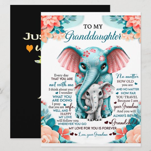 Naar mijn olifant-dochter-Gift, dochter-dag Menu (Voorkant / Achterkant)