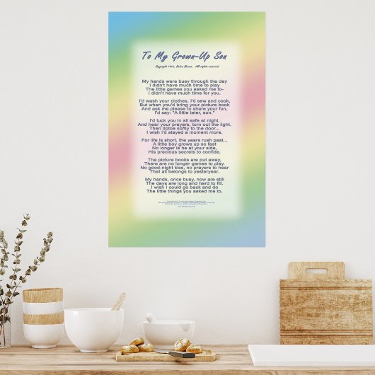 Naar mijn opgegroeide zoon poster (Keuken)