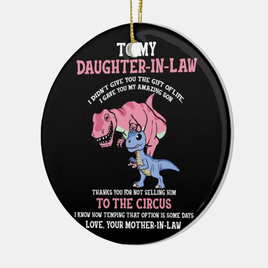 Naar mijn schoondochter keramisch ornament (Links)